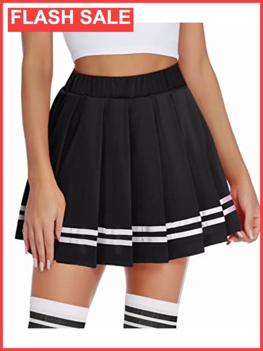 Pleated Mini Skirt High Waist A-Line Cheer School Uniform